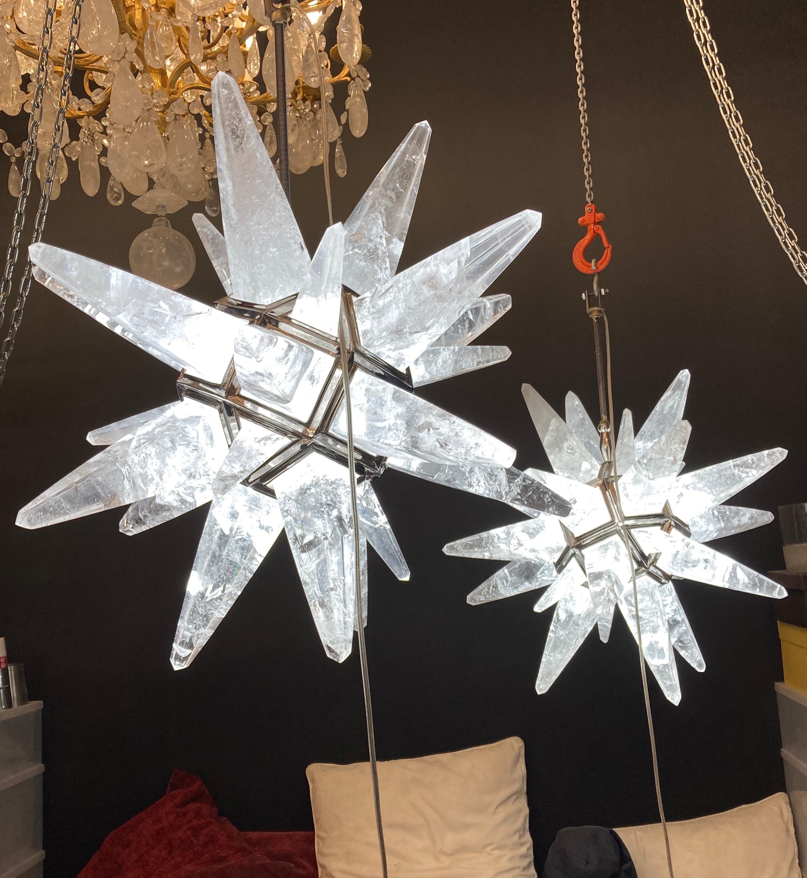 Rock Crystal Stars Lightings by Alexandre Vossion For Sale 4