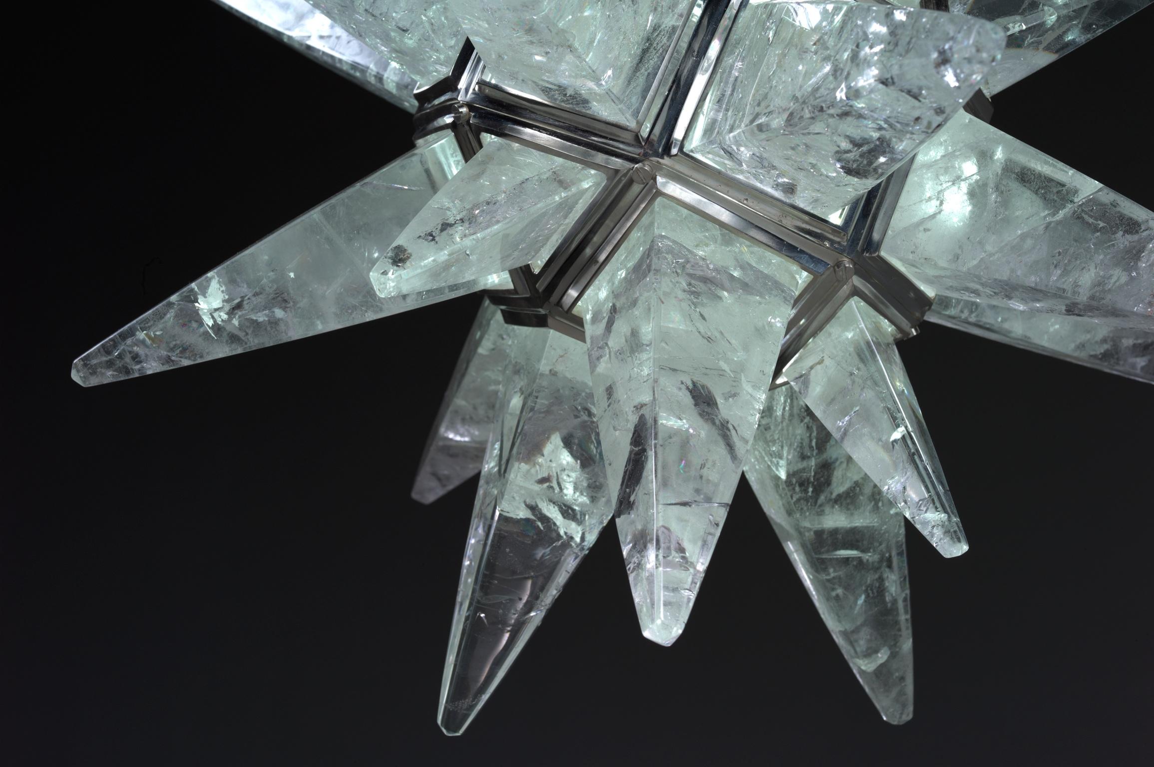 Bronze Rock Crystal Stars Lightings by Alexandre Vossion For Sale