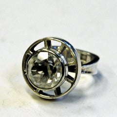 Rock crystal stone silver ring by Bengt Hallberg Sweden 1967