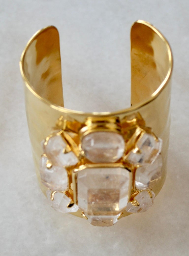 Baroque Rock Crystal Stones Cuff For Sale