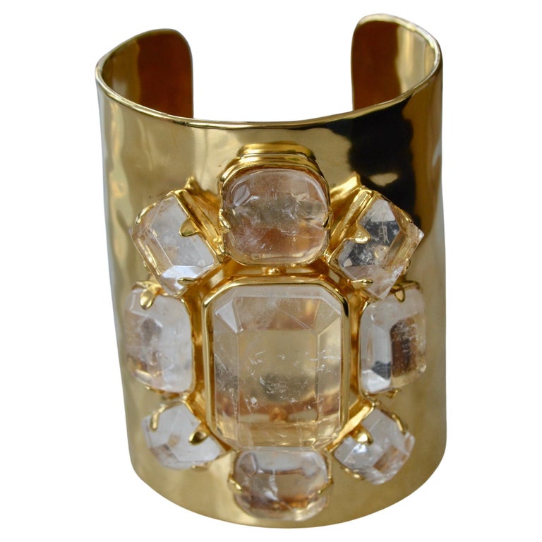 Rock Crystal Stones Cuff For Sale