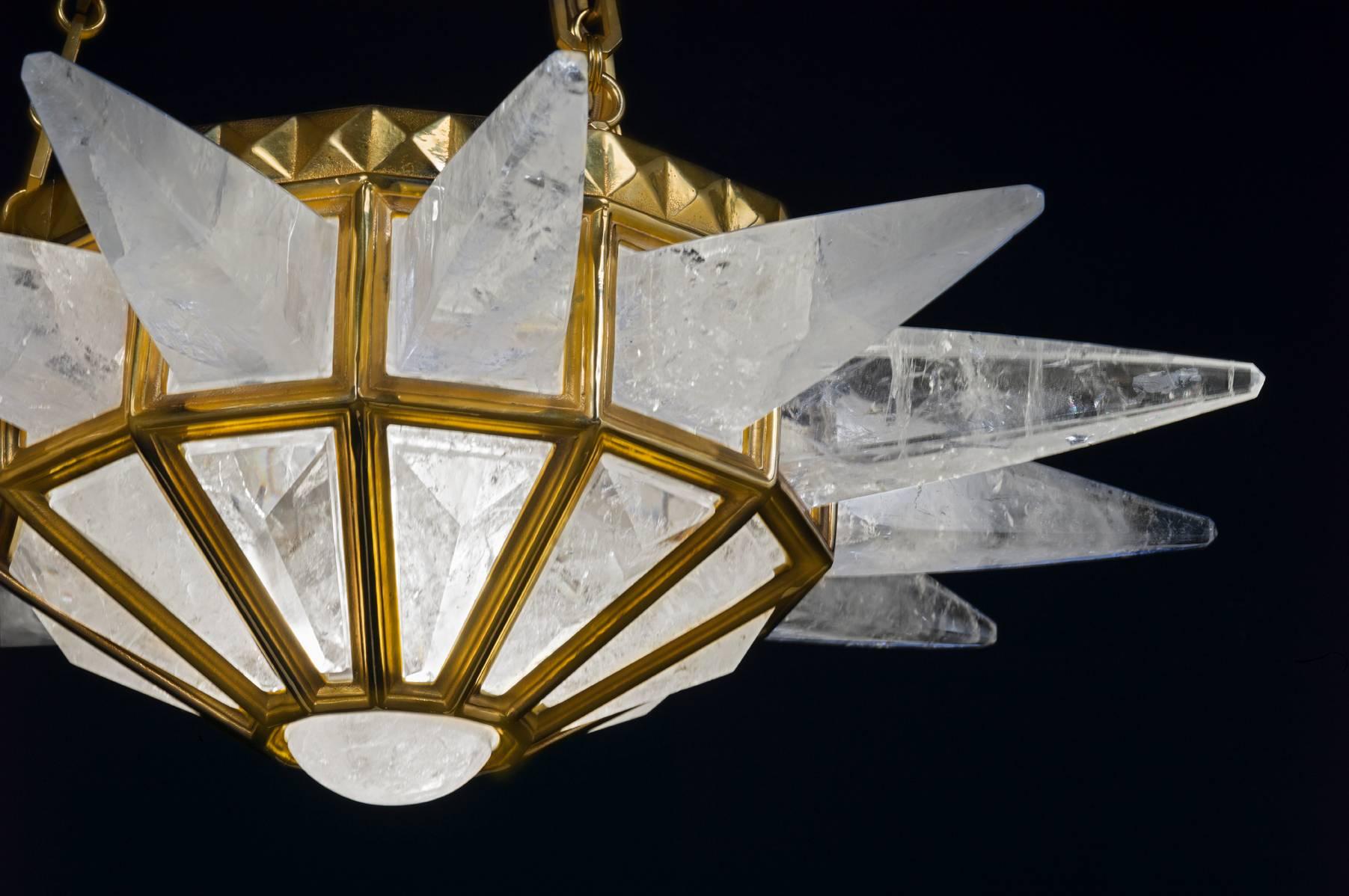 Art Deco Rock Crystal Sunshine Chandelier by Alexandre Vossion For Sale