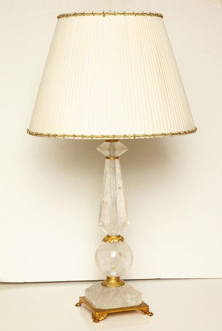 Baroque Pair of Rock Crystal Table Lamps with Bronze Mounts For Sale