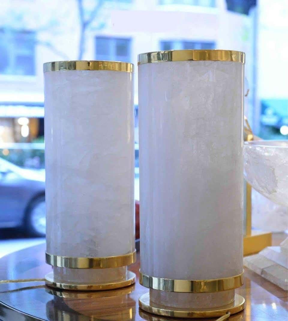 Lampes d'appoint cristal de roche par Phoenix  Excellent état - En vente à New York, NY