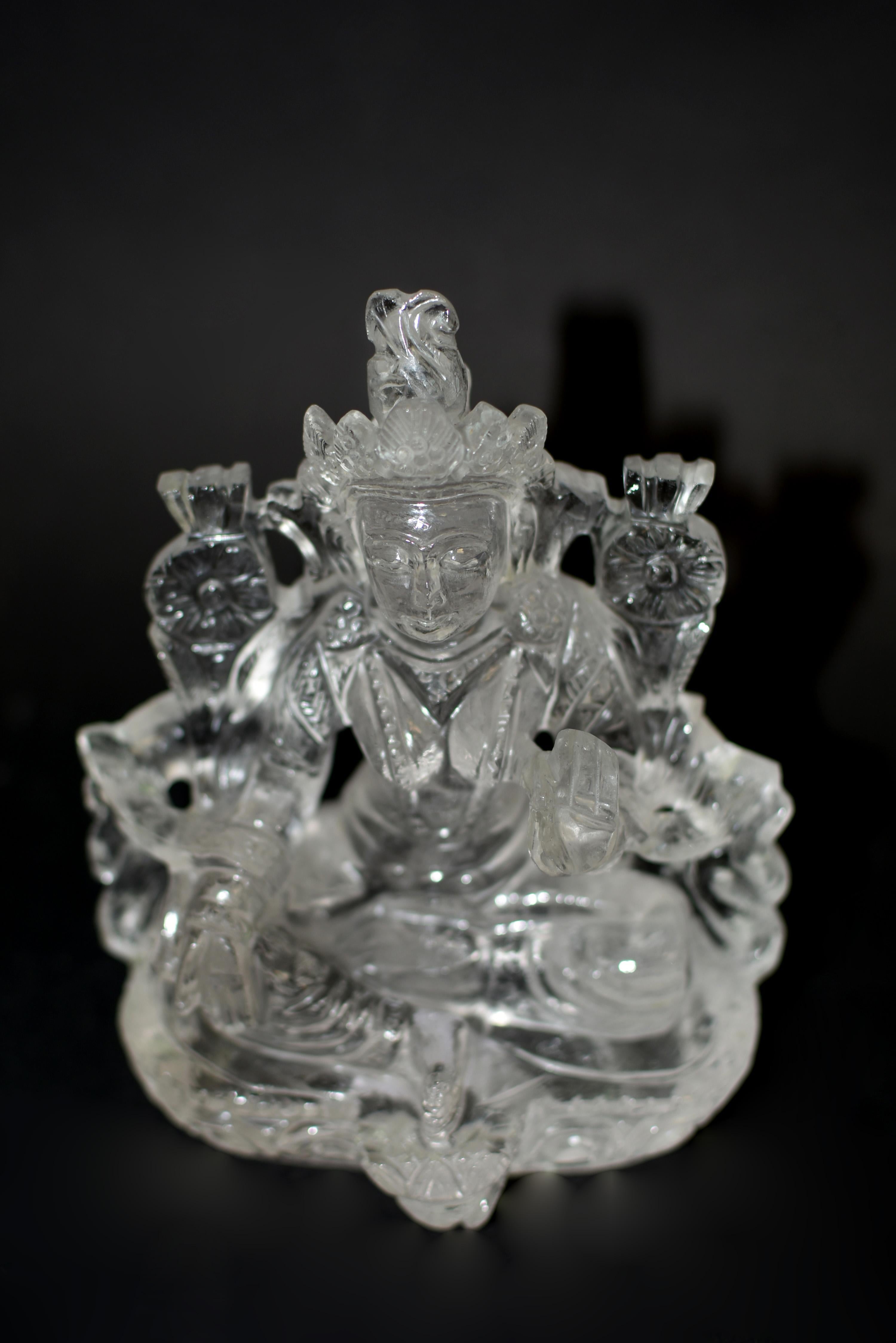 Rock Crystal Tibetan Green Tara Statue For Sale 11