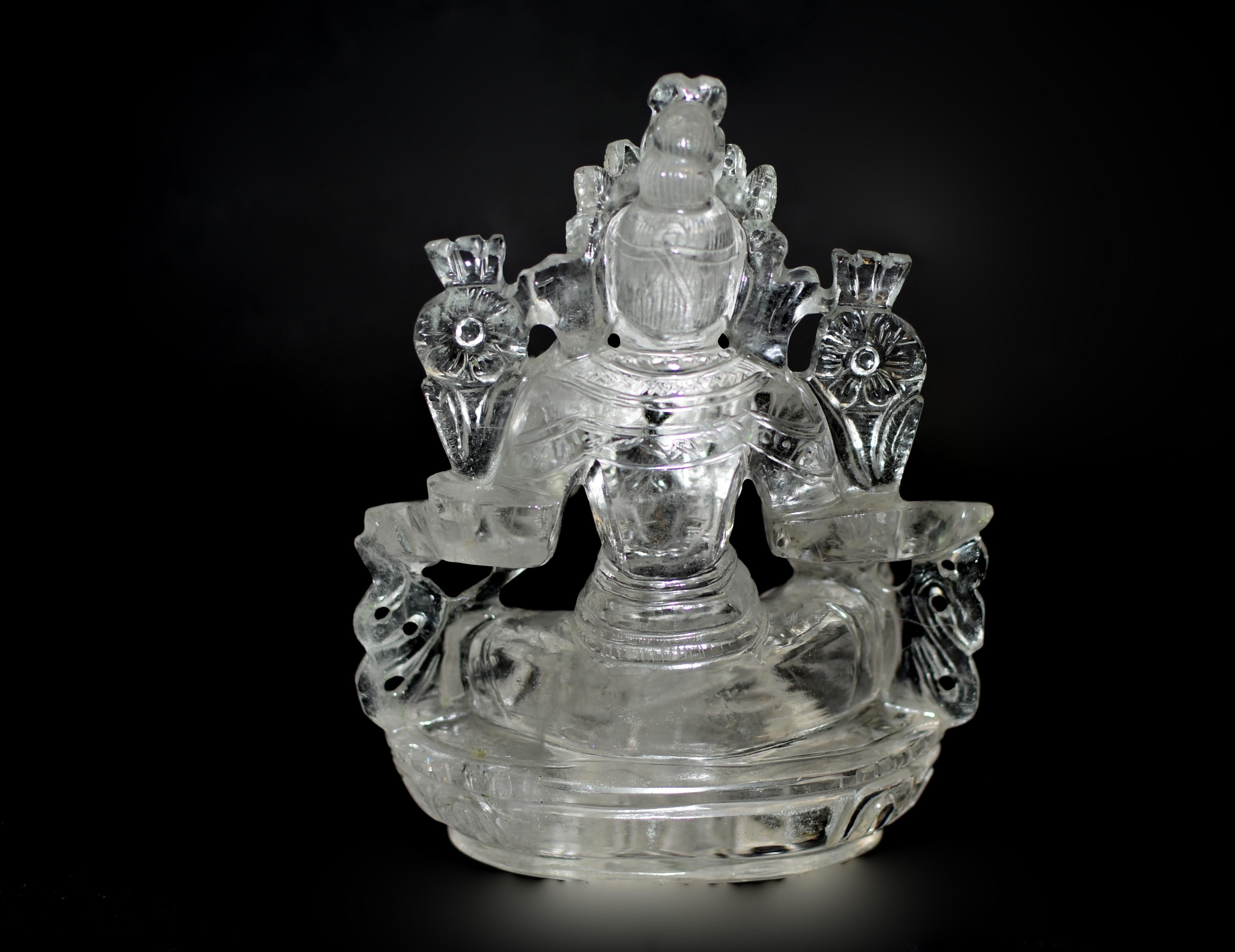 Statue de Tara tibétaine verte en cristal de roche en vente 11