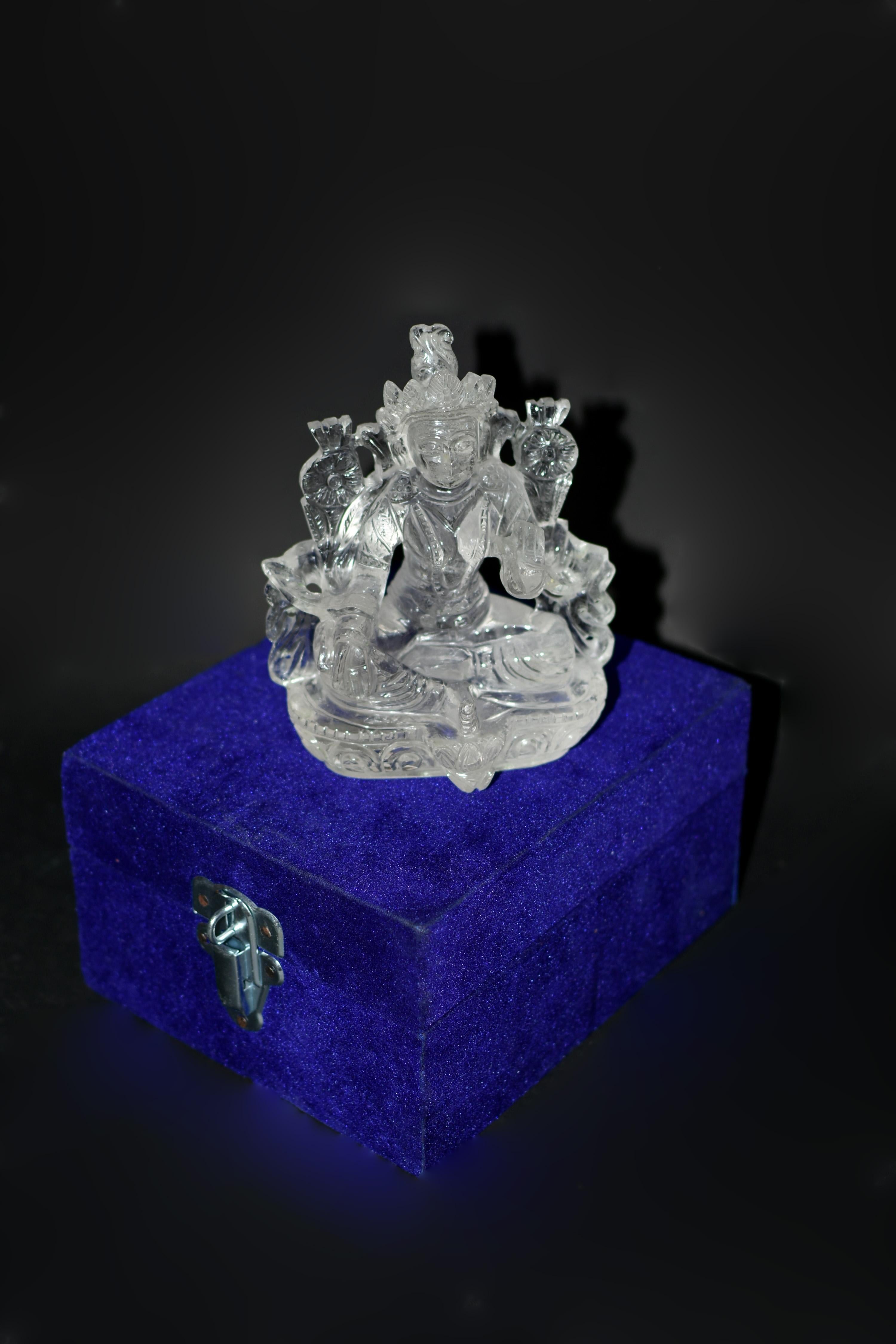 Rock Crystal Tibetan Green Tara Statue For Sale 15