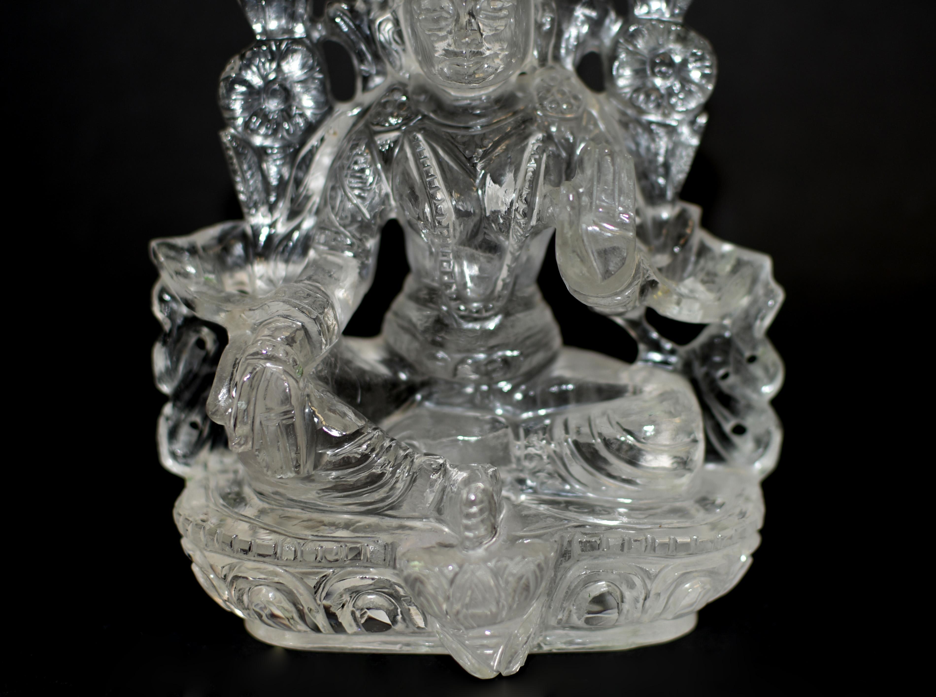 Rock Crystal Tibetan Green Tara Statue For Sale 1