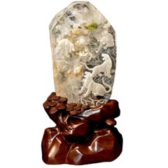 Rock Crystal Tiger Kingdom Sculpture, Hand-Carved