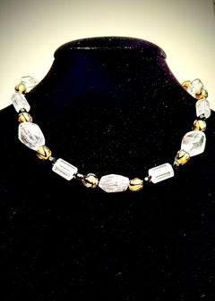 Collana in cristallo di rocca, vetro veneziano d'epoca e onice