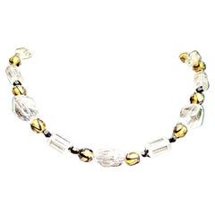 Rock crystal, vintage Venetian glass and onyx necklace