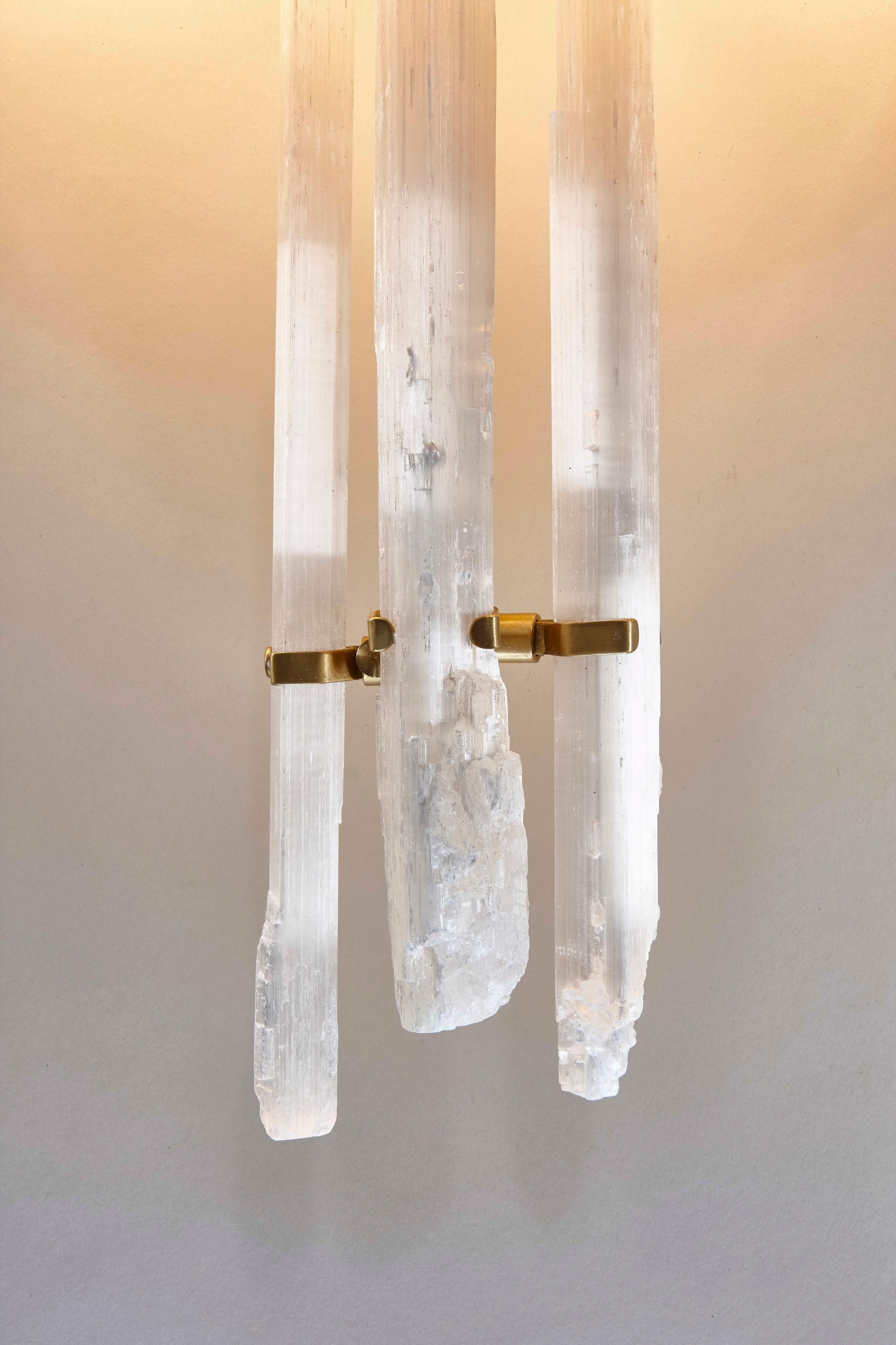 Hand-Crafted Rock Crystal Wall Light For Sale