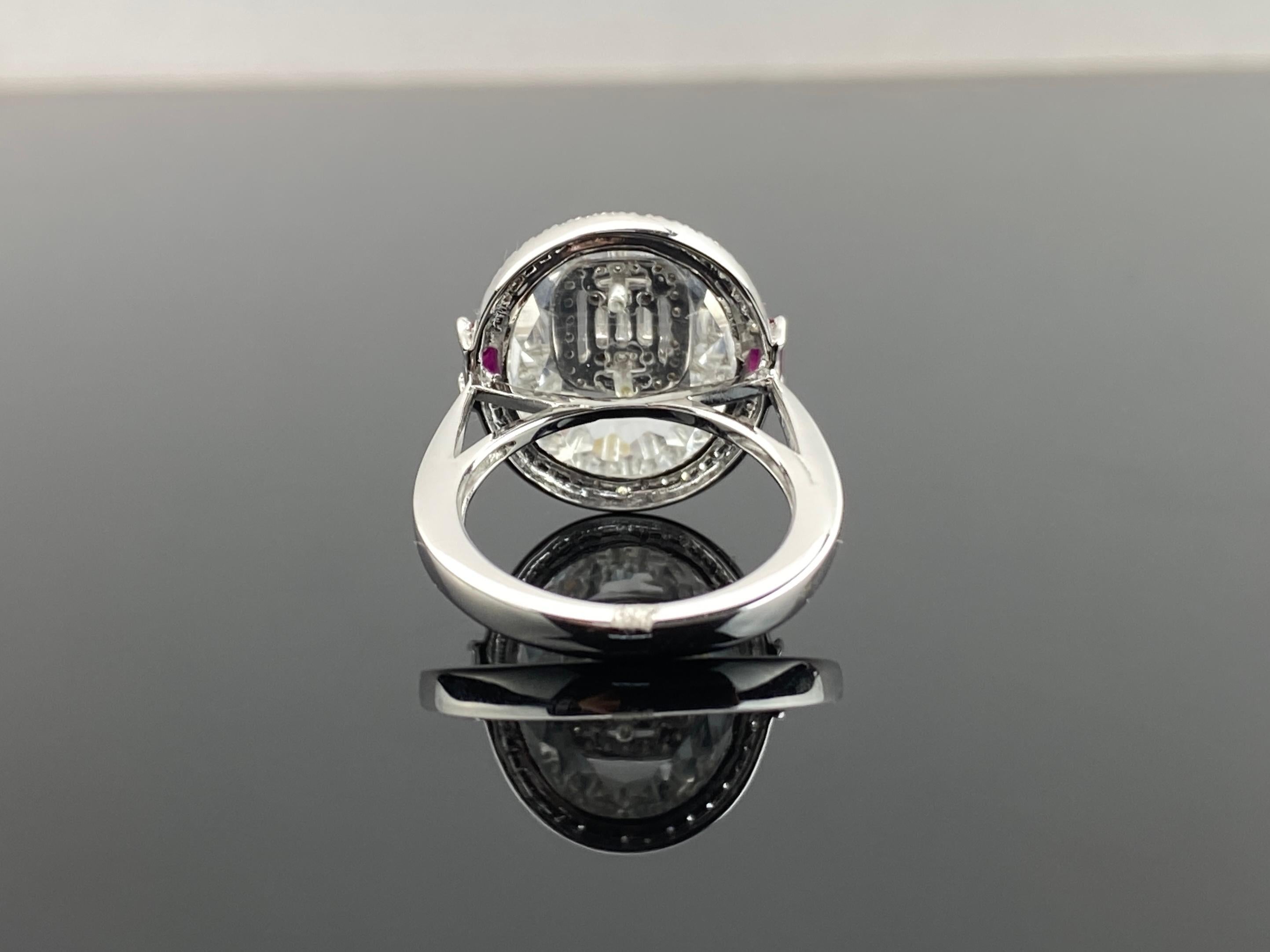 Art Deco Rock Crystal With Ruby And Diamond Ring Set In 18K White Gold