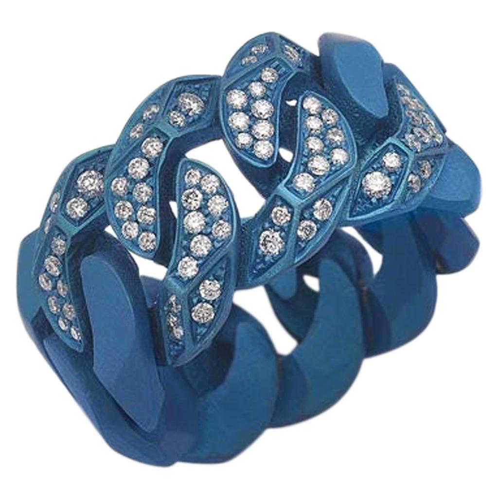 For Sale:  Rock Diamonds Ring / Blue Titanium