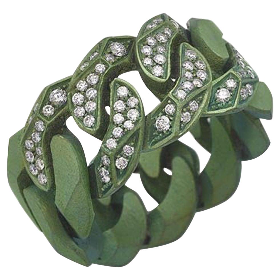 For Sale:  Rock Diamonds Ring / Green Titanium