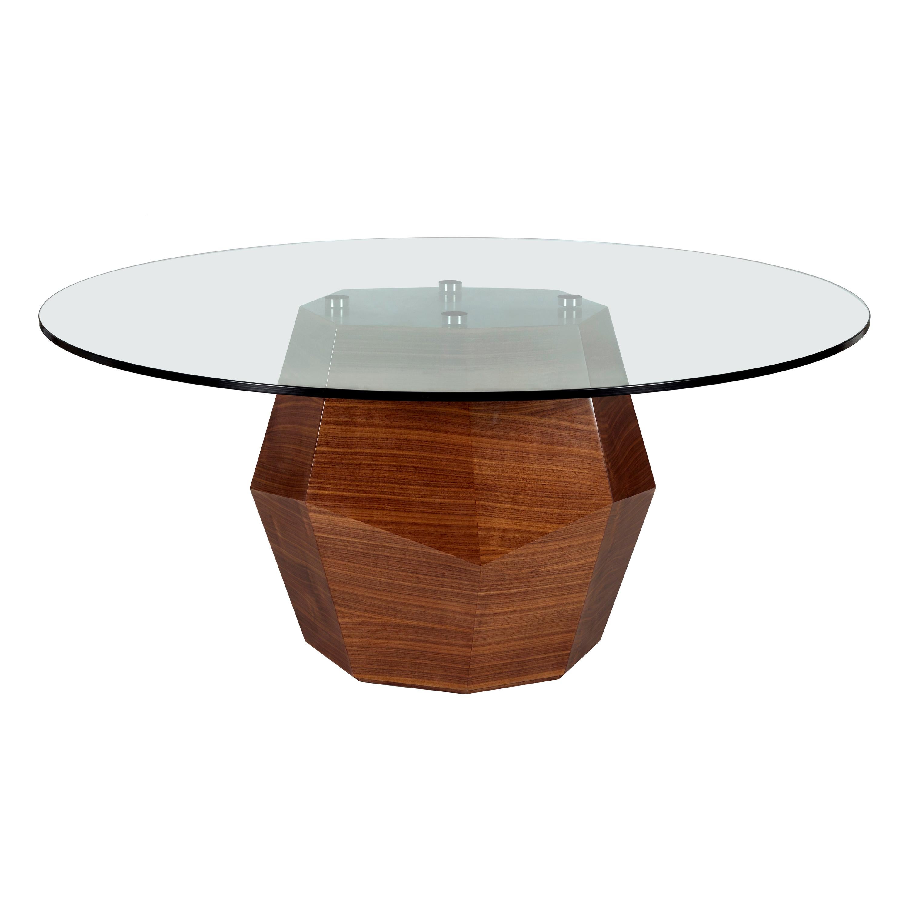 Rock Dining Table, Glass and Walnut, InsidherLand by Joana Santos Barbosa For Sale