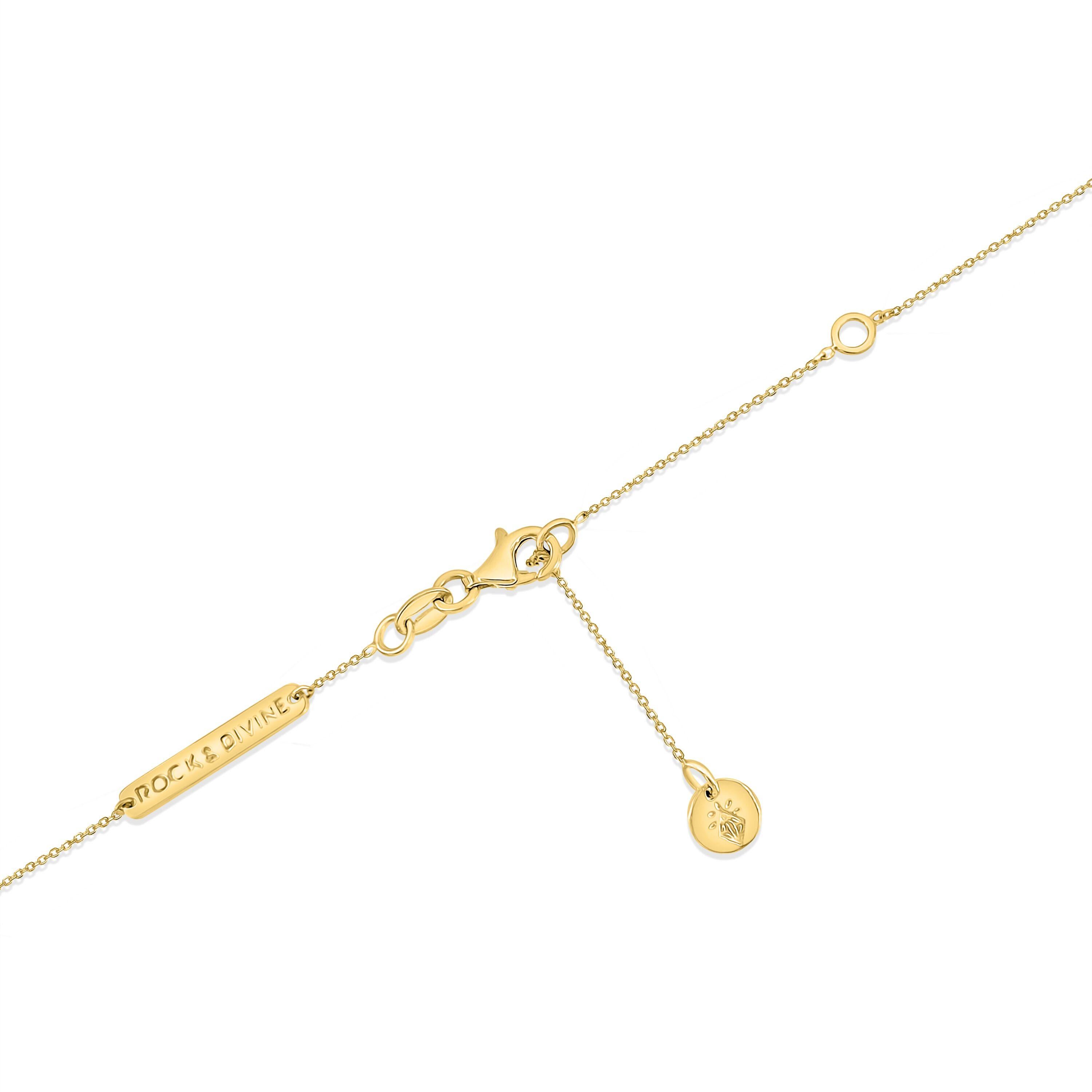 Rose Cut Rock & Divine Dawn Collection Bright Blossom Necklace 18k Yellow Gold 0.60 CTW