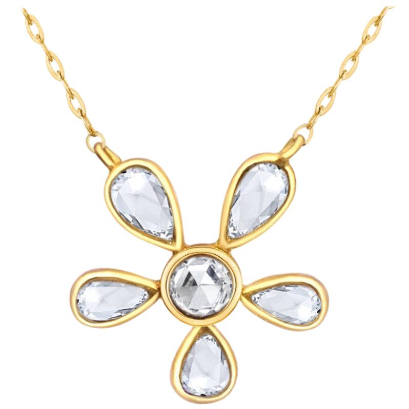 Rock & Divine Dawn Collection Bright Blossom Necklace 18k Yellow Gold 0.60 CTW