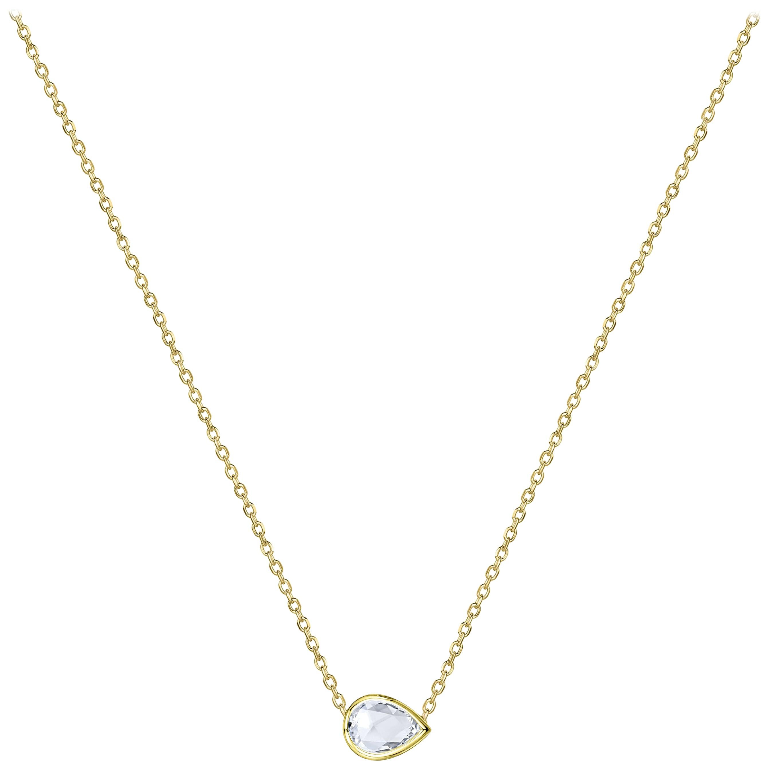 Rock & Divine Day Collection Perfect Pear Rose Cut Necklace in 18k Gold 0.70ct