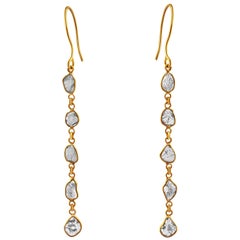 Rock & Divine Diamond Drop Dawn Earrings in 18k Yellow Gold F VS2 1.50 Carat