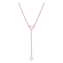 Rock & Divine Lily Pad Lariat Diamond Necklace in 18 Karat Rose Gold F VS2