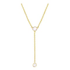 Rock & Divine Lily Pad Lariat Diamond Necklace in 18 Karat Yellow Gold F VS