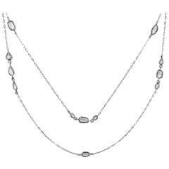 Rock & Divine Morning Light Rose Cut Diamond Necklace in 18K White Gold 2.25 Ctw
