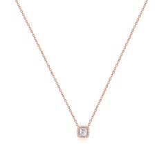 Rock & Divine Perfect Square Diamond Necklace in 18K Rose Gold F VS2 0.72 CTW
