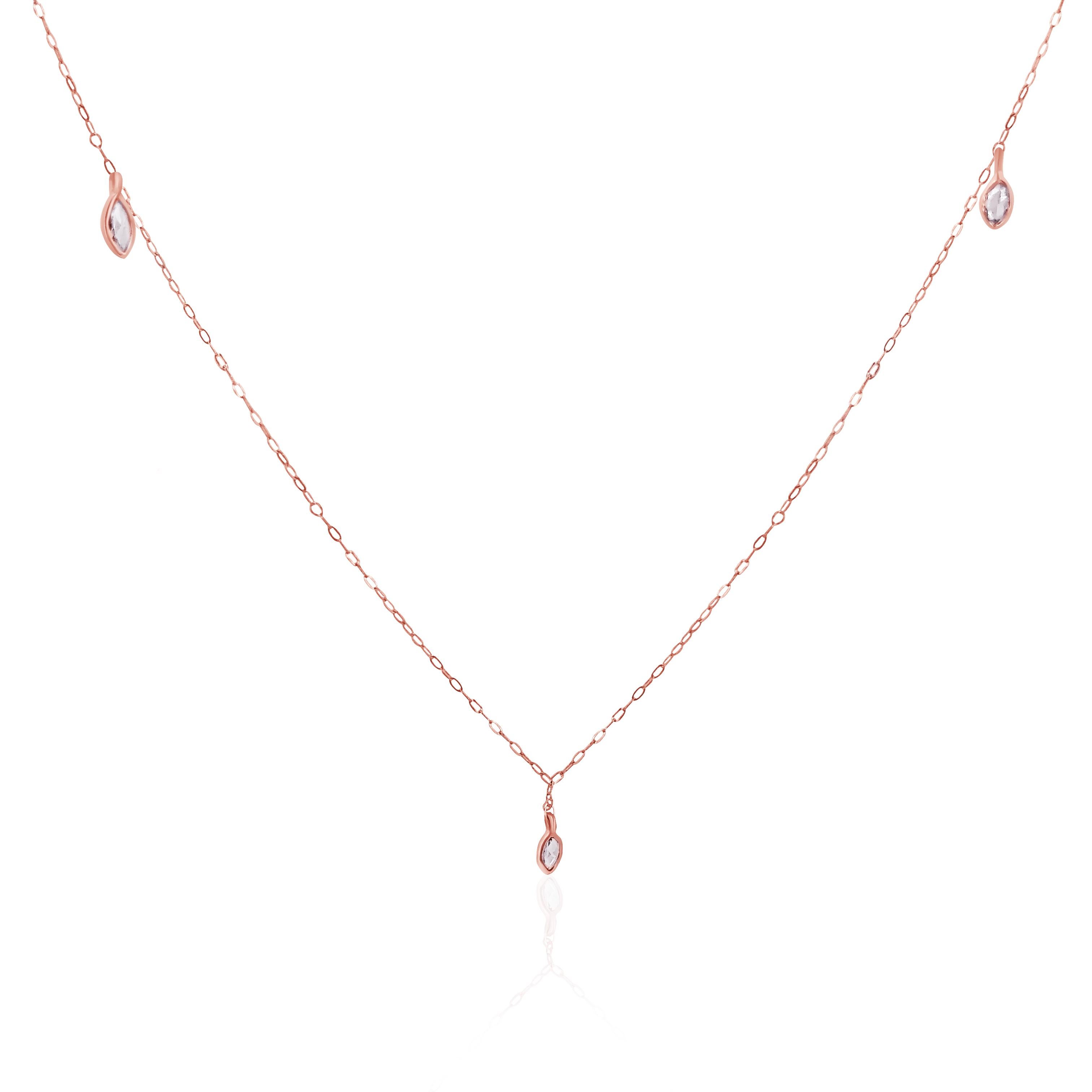 Rose Cut Rock & Divine Sunrise Diamond Necklace in 18 Karat Rose Gold F VS2 0.5 Carat