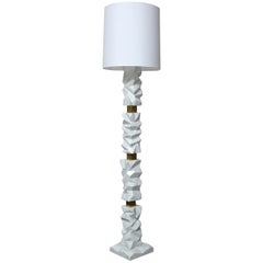 Rock Floor Lamp in White Carrara Marble, Handmade in Italy