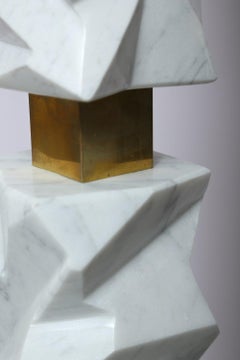 Rock Floor Lamp in White Carrara Marble, Handmade in Italy