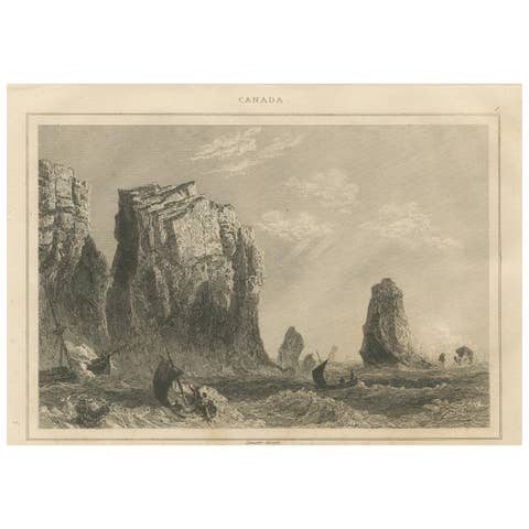 Rock Formations on the Canadian Coast – 19th Century Maritime Engraving