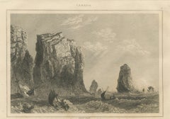 Formations rocheuses sur la côte canadienne - Gravure maritime du XIXe siècle