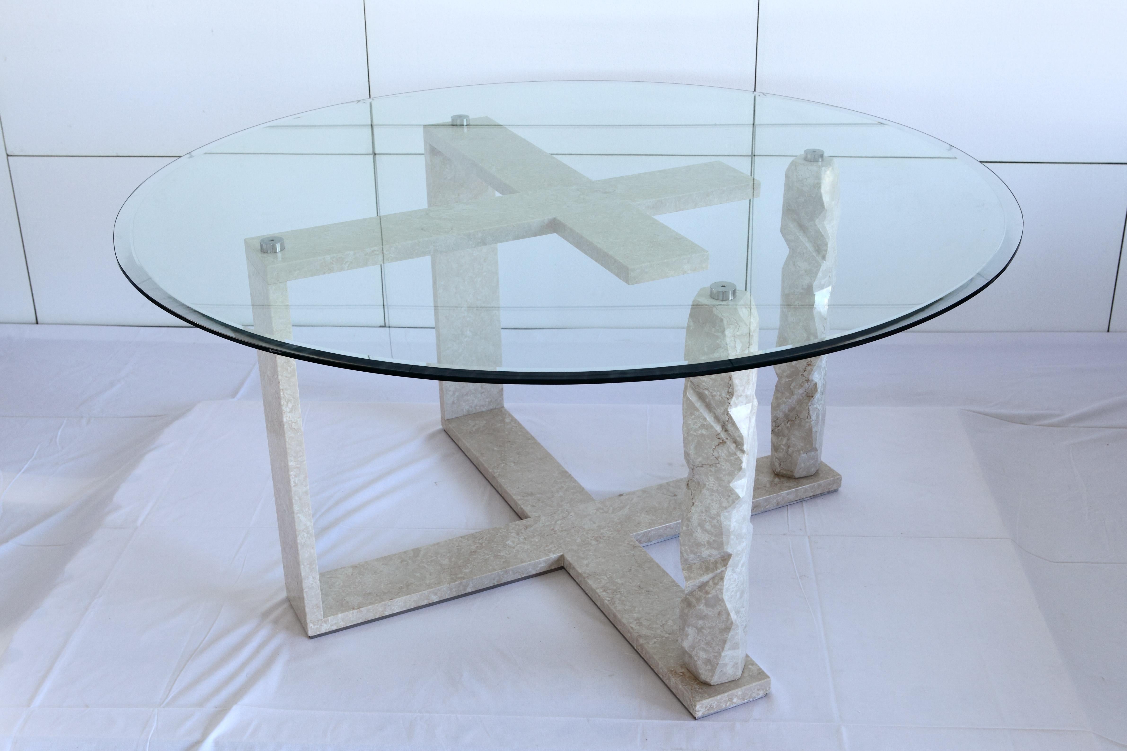 Italian Rock Frame, Classical Bianco Veselye Marble Table by Luca Scacchetti For Sale