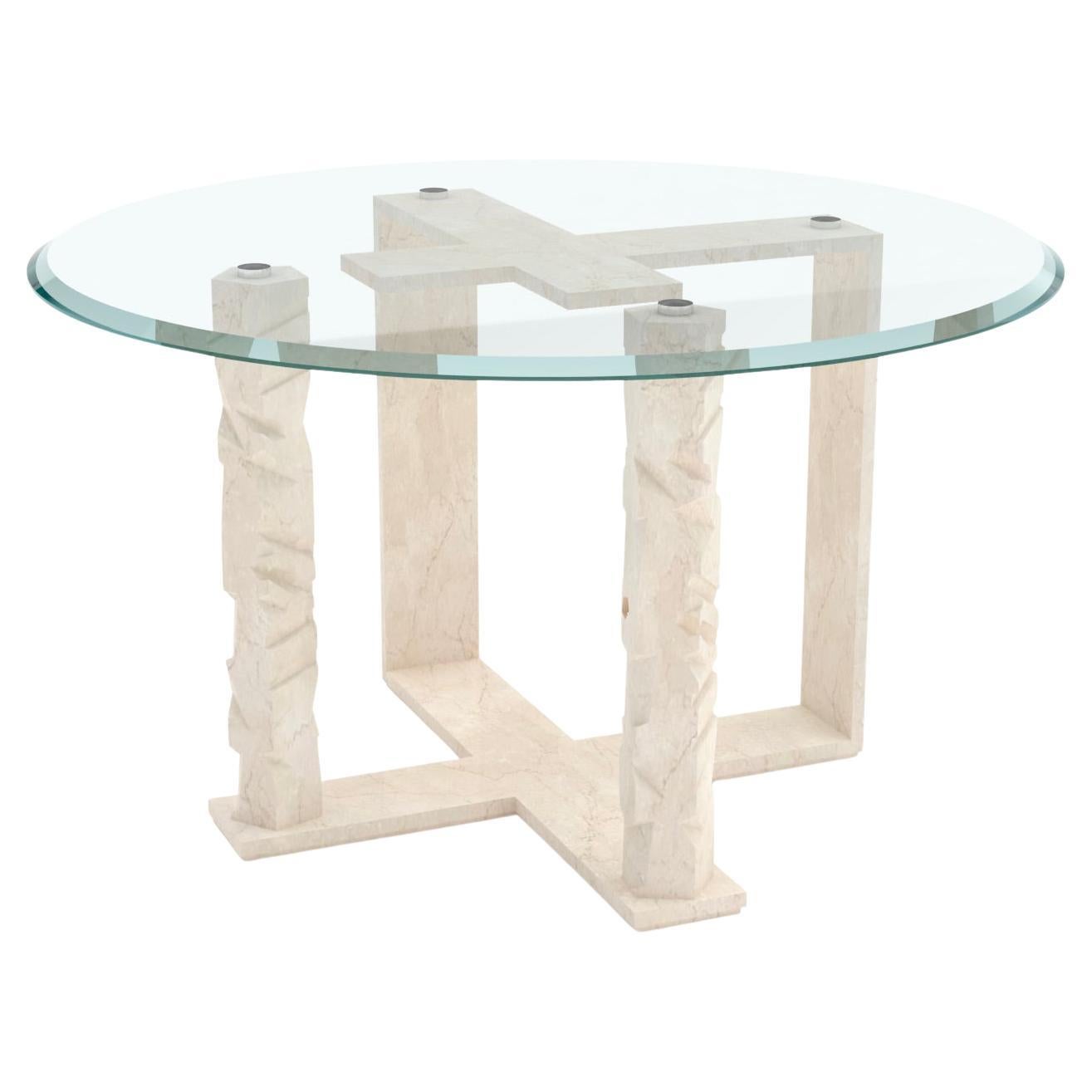 Table en marbre classique Bianco Veselye de Luca Scacchetti, structure Rock