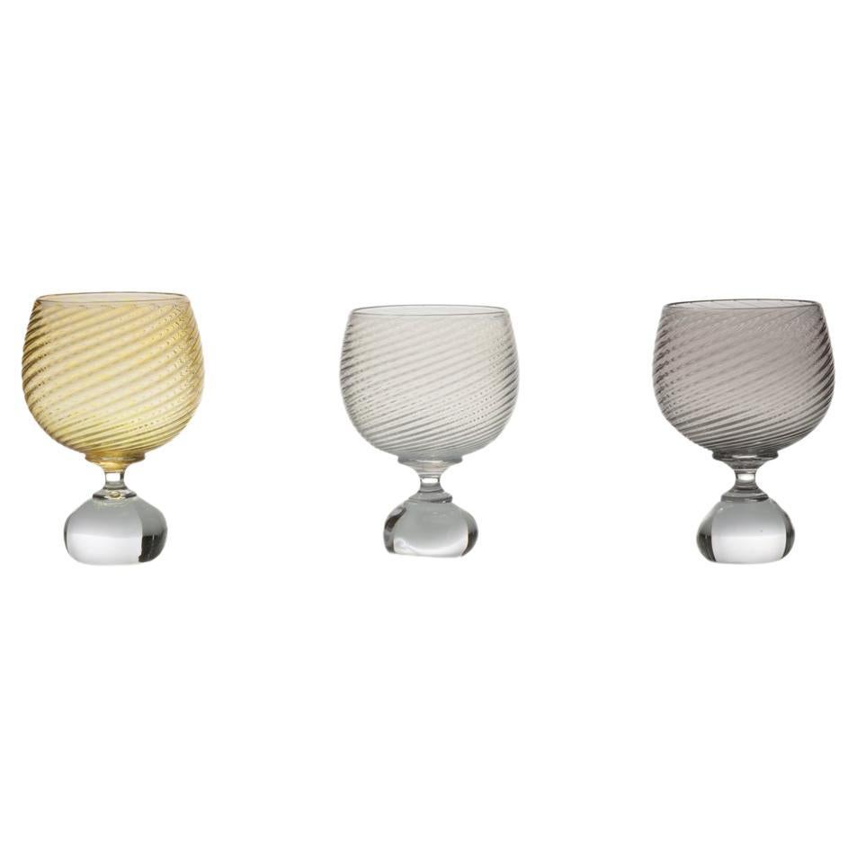 This timeless collection of rock goblets by Kazuki Takizawa makes a great gift or a sophisticated accent for your interior decor. Each piece is hand blown utilizing historical Venetian glassblowing techniques and uniquely designed with a modern