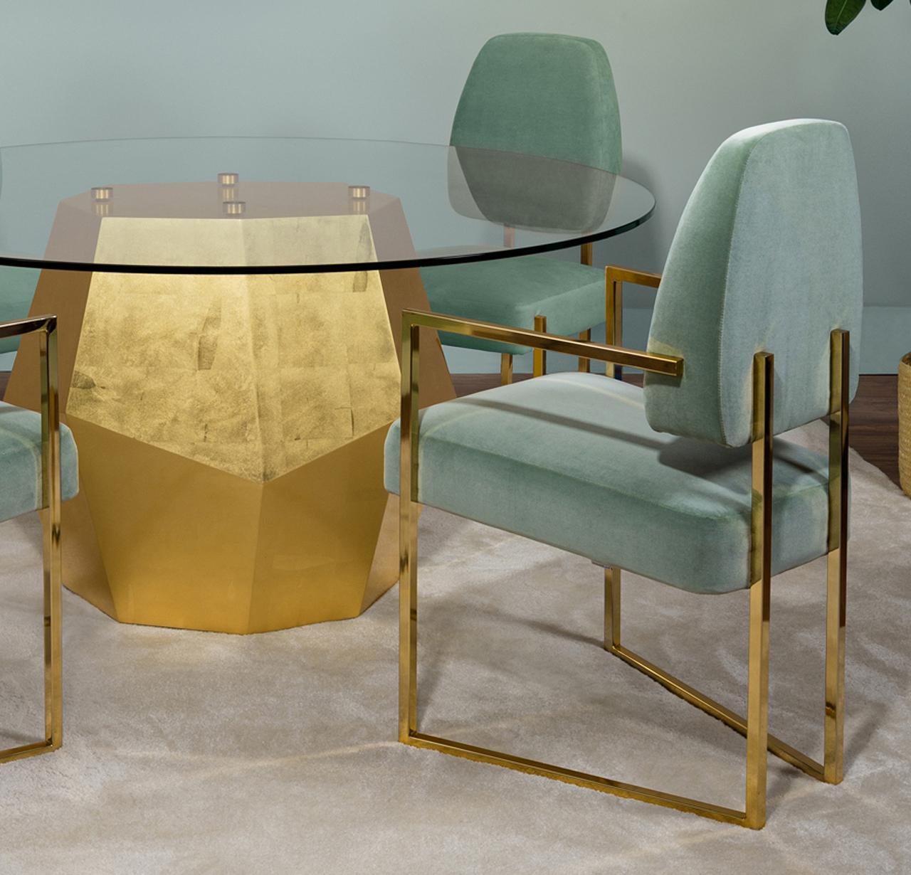 Portuguese Rock Gold Leaf Dining Table by InsidherLand For Sale