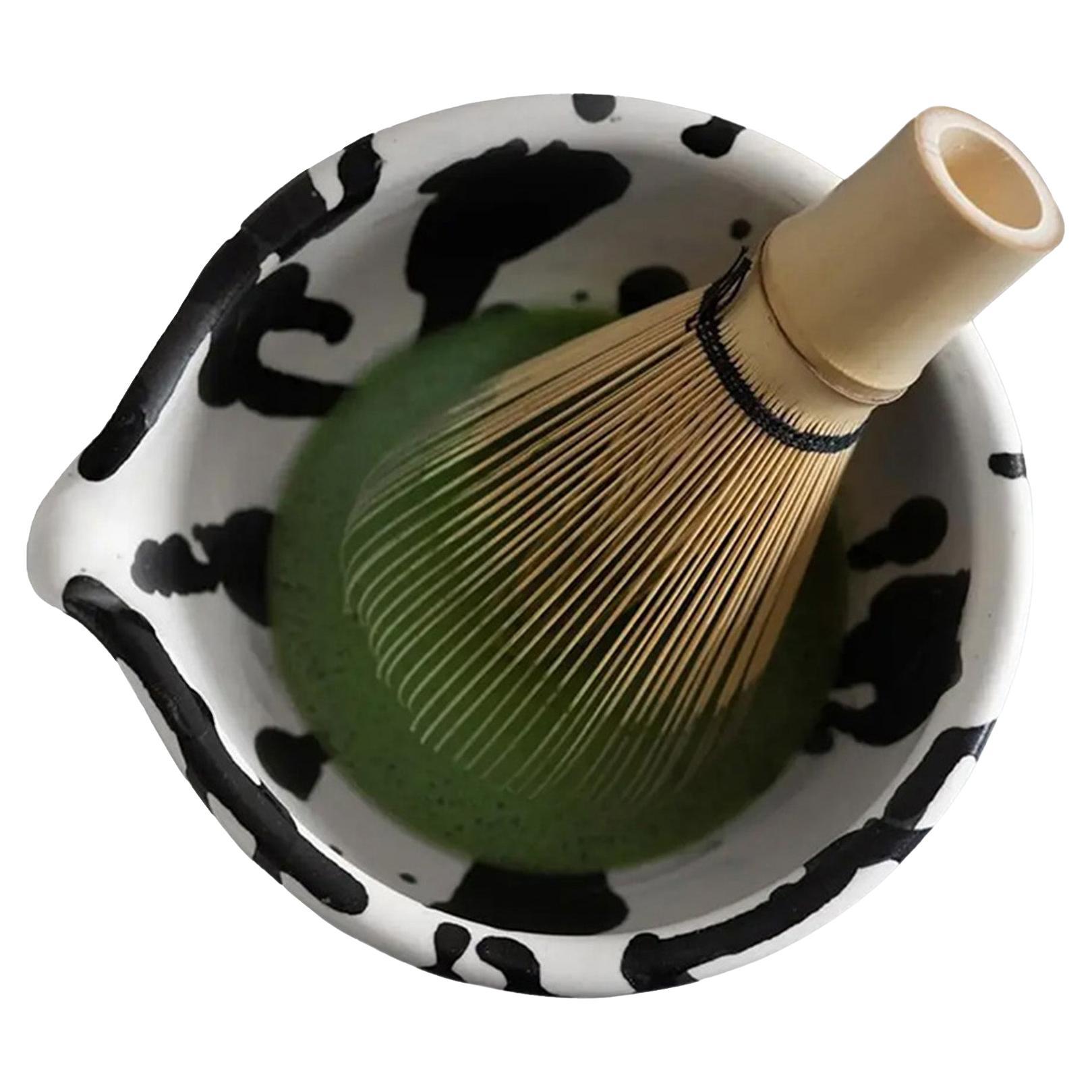 Rock Handmade Ceramic Matcha Chawan Bowl - Black & White Splatterware