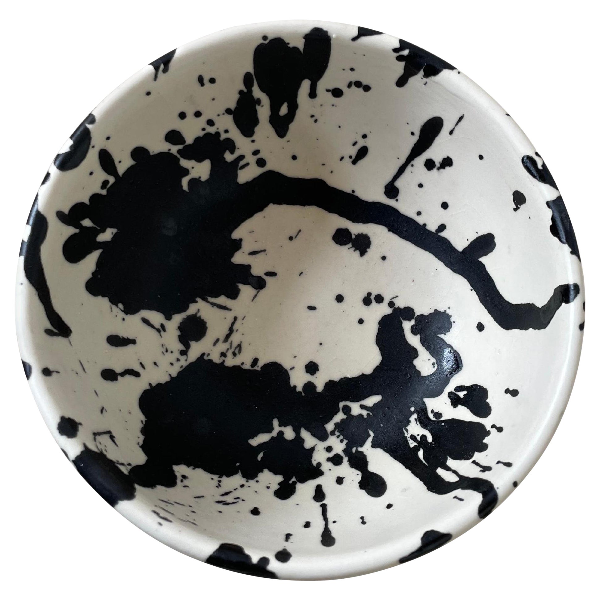 Rock Handmade Pottery Cereal/Soup Bowls - Set of 2 - Black & White Splatterware