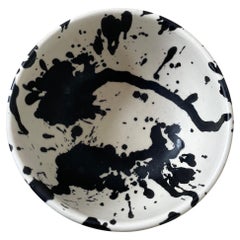 Ciotole per cereali e zuppa di ceramica fatte a mano Rock - Set di 2 - Splatterware bianco e nero