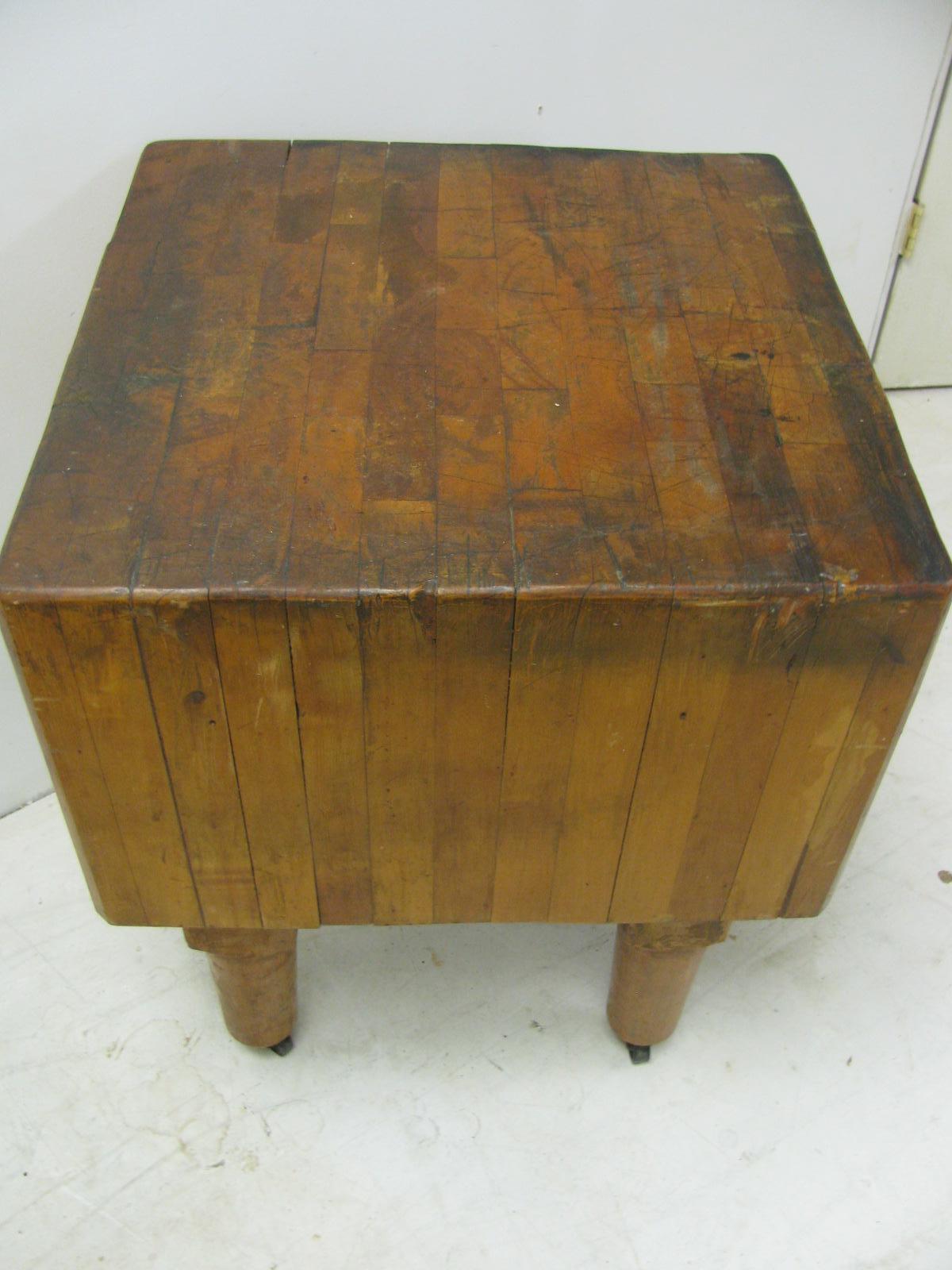 Mid-20th Century Rock Hard Maple Butchers Block Table, circa 1930