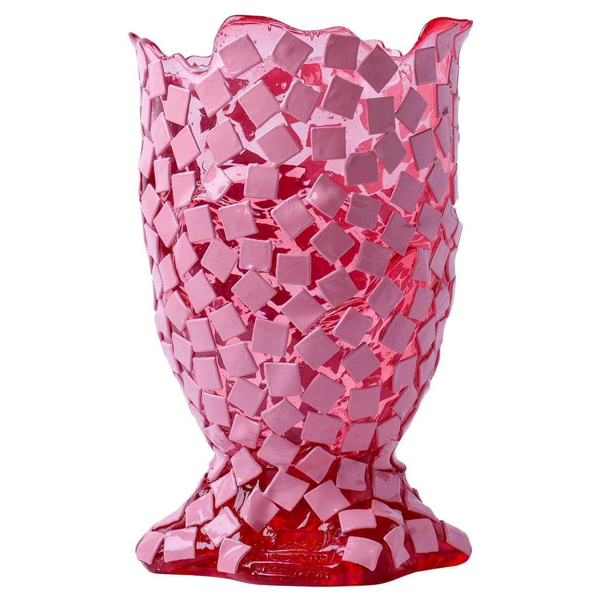 Rock Large Pink Resin with Mosaic Pattern Vase by Gaetano Pesce For Sale