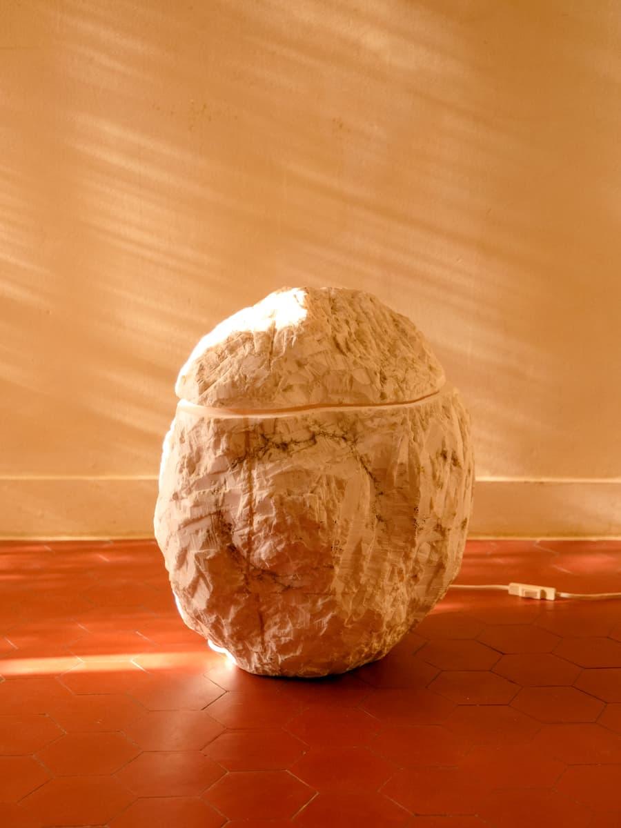 Organique Lampe organique en marbre de roche, 60''s Lampe biomorphique Design italien du milieu du siècle dernier en vente