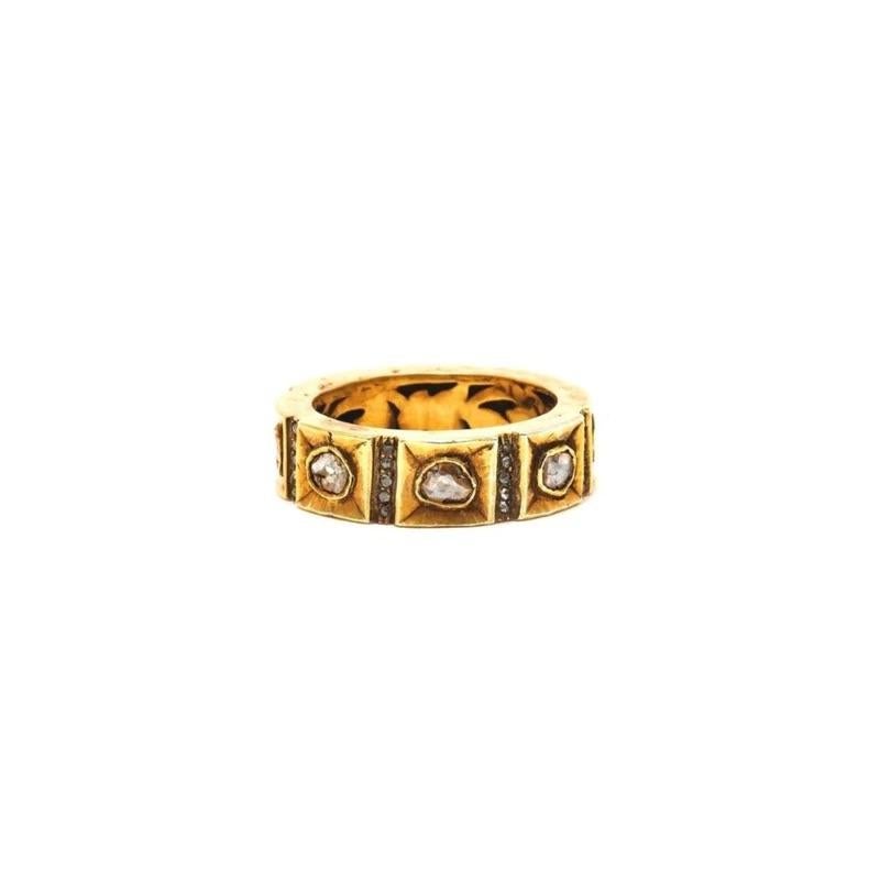 The Royal Family Diamond Bolt Ring features a stylish nouveau Jaipur design of diamonds set in blackened oxidised silver or gold with black enamel and gold filigree interiors. 

- Single cut white diamonds.
- Available in blackened oxidized silver
