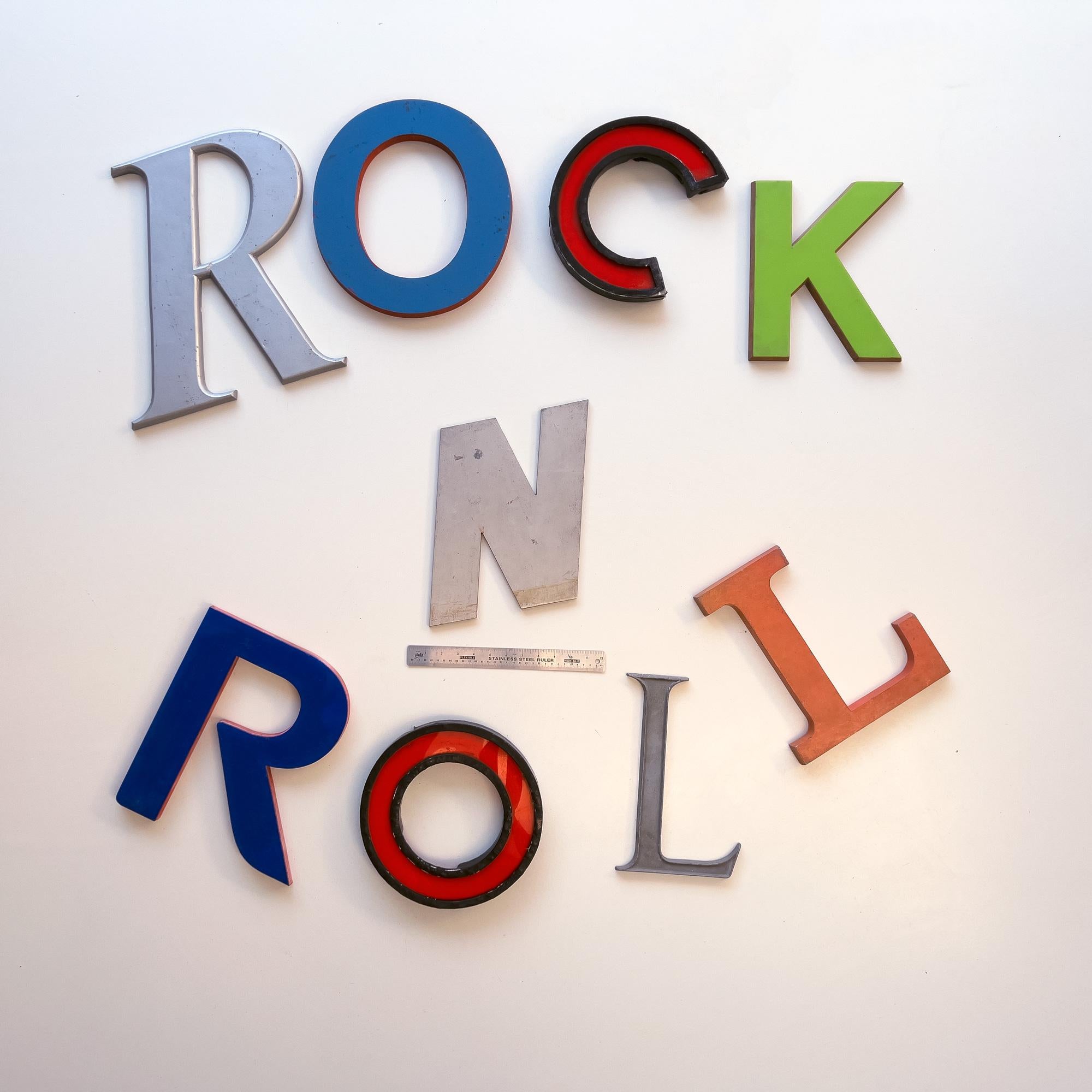 Rock n Roll Vintage Original Letters, Retro, Shop, Sign, Reclaimed, Signage  For Sale at 1stDibs