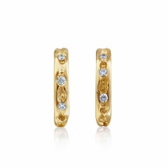 Rock Pool 18 Carat Gold Diamond Huggie Hoops