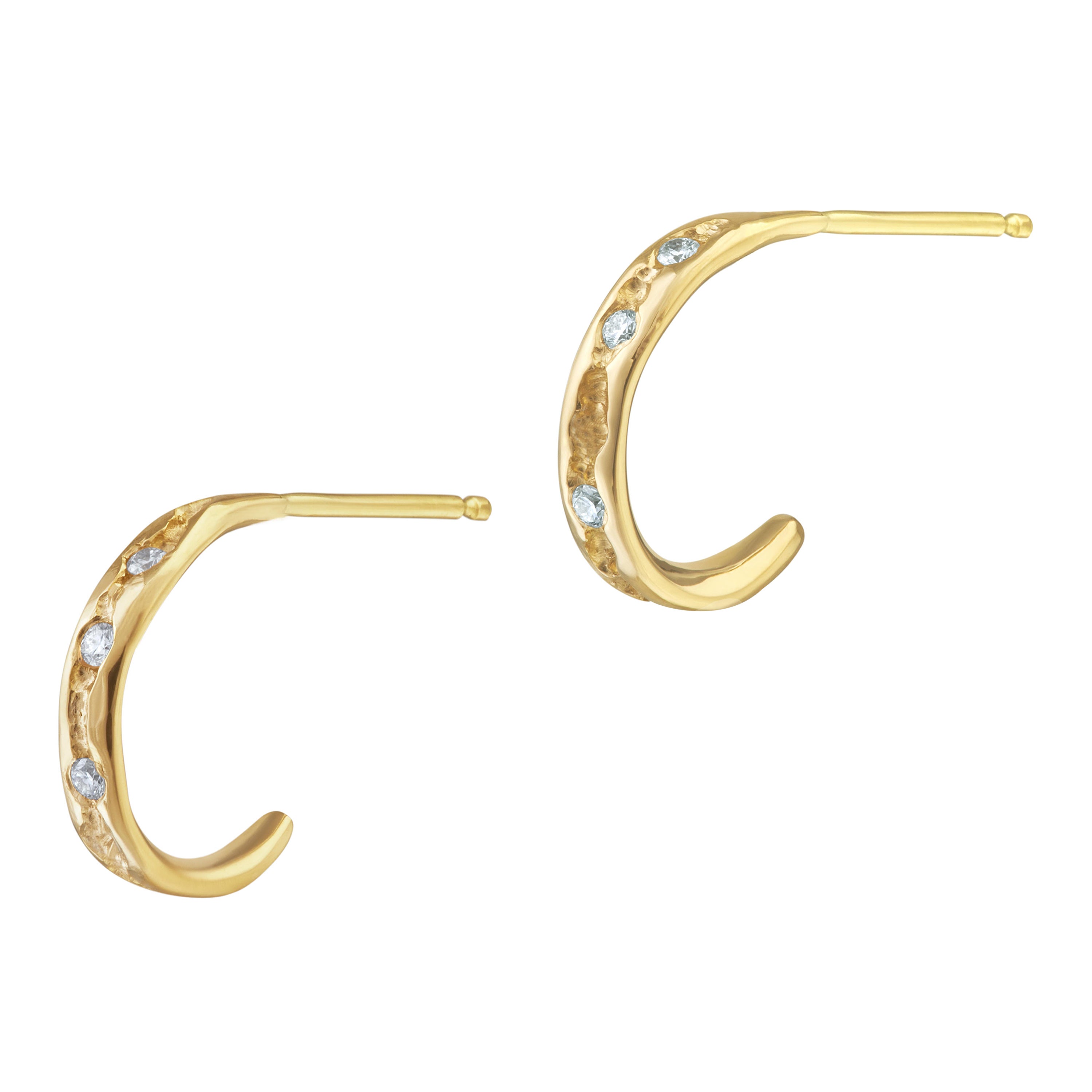Rock Pool 18 Karat Gold Diamant Huggie Hoops im Angebot