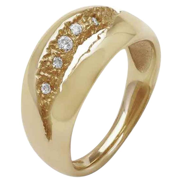 Rock Pool 18 Karat Yellow Gold Wide Diamond Ring For Sale