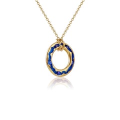 Rock Pool Electric Blue Sapphire Necklace 18ct Yellow Gold