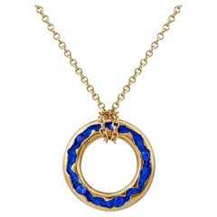 Rock Pool Electric Blue Sapphire Necklace 18ct Yellow Gold